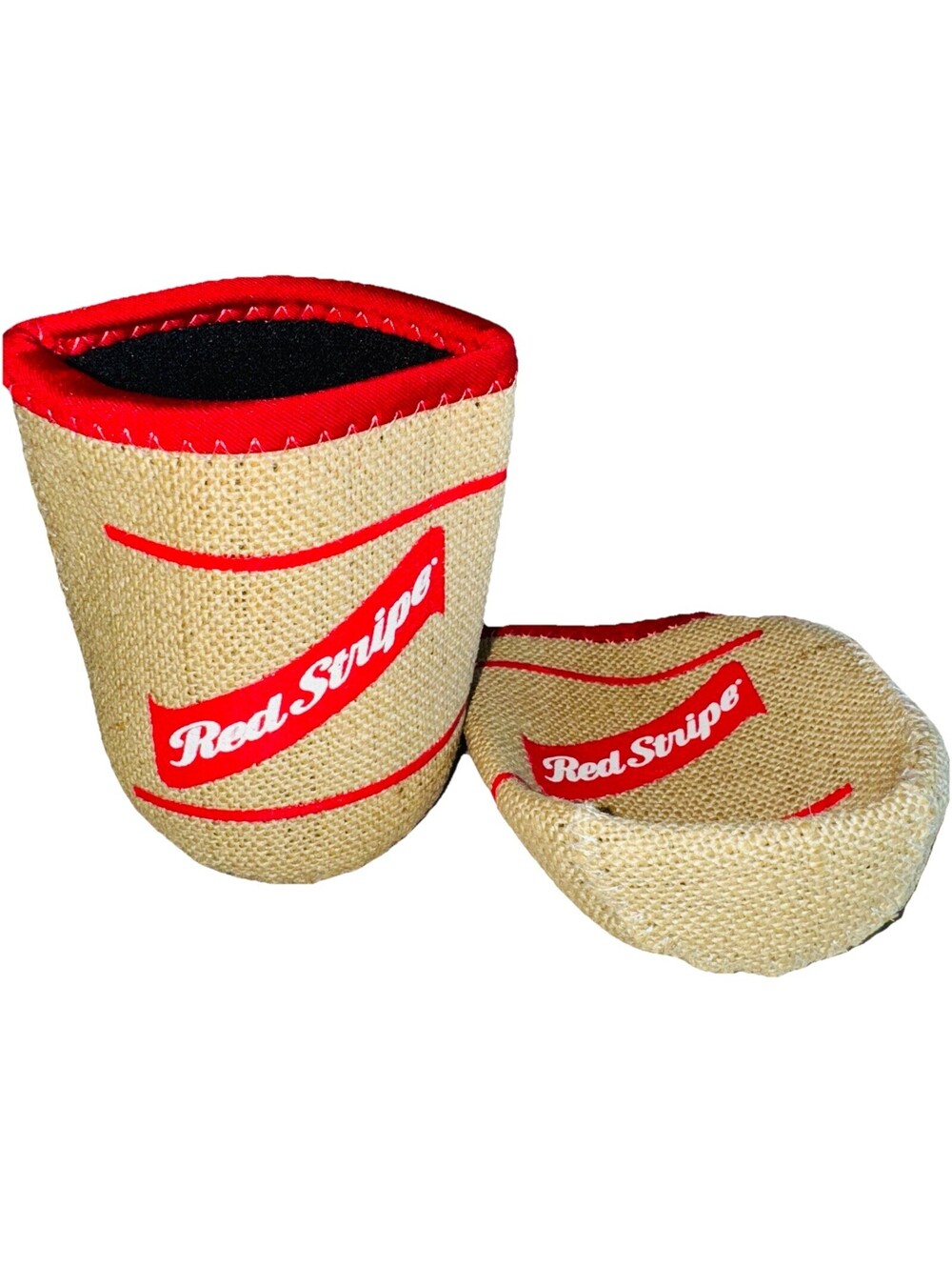Red Stripe Fine Jamaican Beer Burlap Can Coozie Coozy Coozies NEWAuthentic
